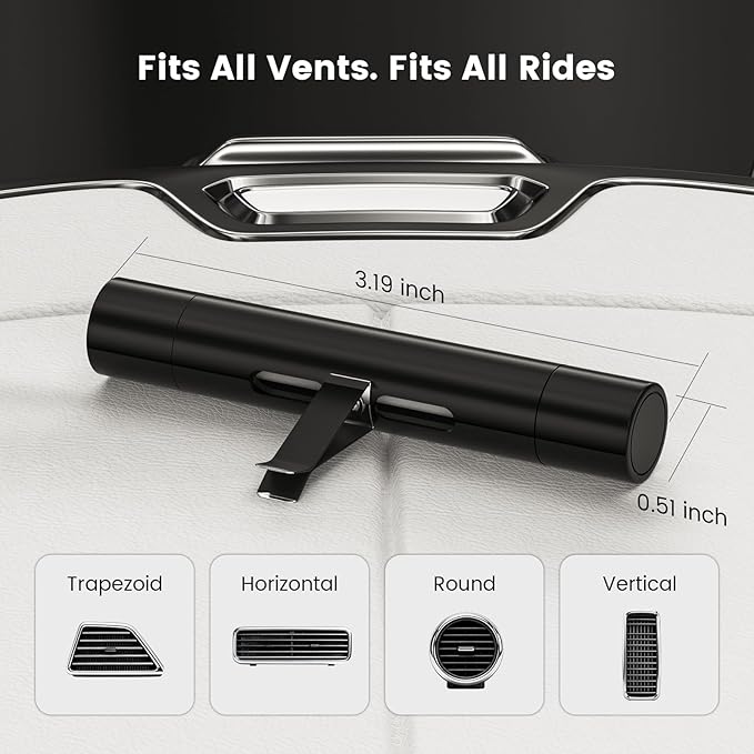 2Pcs Car Air Freshener Vent Clips, Car Diffuser Essential Oils Kit with 5 Different Essential Oils (0.34oz Each) & 12 Refill 