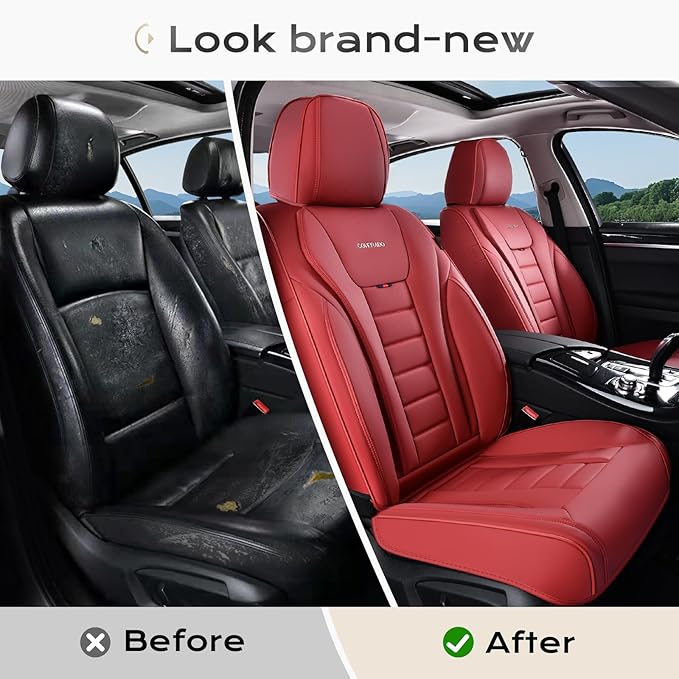 Coverado Car Seat Covers, Front Covers for Cars, Car Seat Cover Front Seats, Automotive Seat Cover, Waterproof, Leather Car S