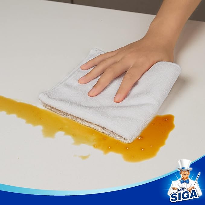MR.SIGA Microfiber Cleaning Cloth, All-Purpose Microfiber Towels, Streak Free Cleaning Rags, Pack of 12, White, Size 32 x 32 