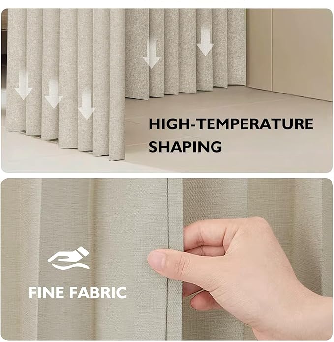 Jilron 100% Blackout Fabric Folding Door Curtain with Magnetic Closure - Accordion Style for Sliding Doors, Closets,Wardrobe 