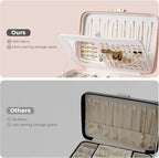 Lolalet 2 Layer Jewelry Box with Lock and Key for Teen Girls & Young Women, Jewelry Organizer Case with Round Clasp and Mirro