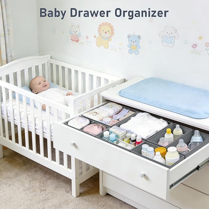 DIMJ Drawer Organizer Clothes- 26 Pack Baby Dresser Organizer for Nursery, Small Fabric Closet Drawer Organizer Bins for Unde