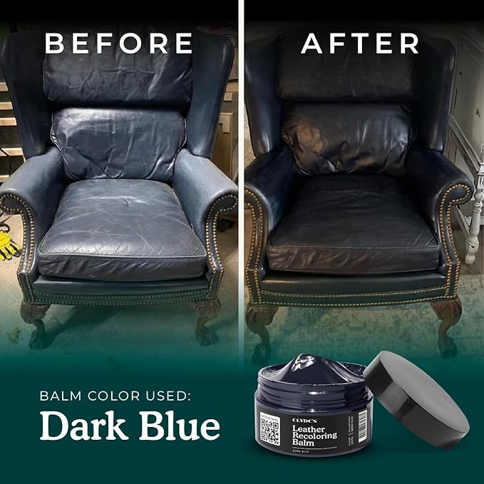 Clyde's™ Recoloring Balm | Non-Toxic Material Dye & Restorer for Furniture, Car Seats, & More | 23 Colors (Blue, 50ML)