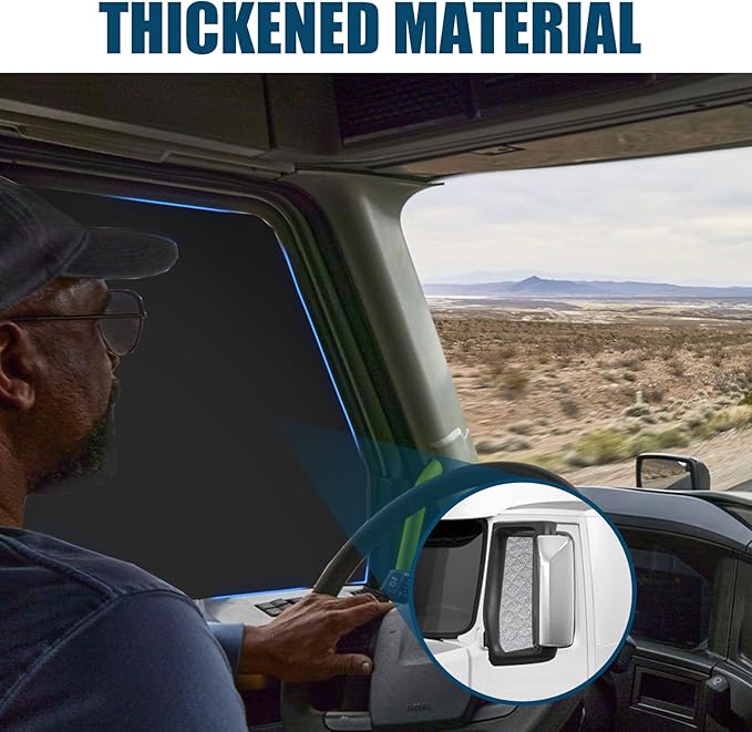 Side Window Sun Shade for Volvo VN/VNL/VNR/VAH/VNX 2002-2026,Custom Fit 210T Reflective Sunshade for Semi Truck, 6-Layer Heat Insulation Privacy Protector, Block 99% UV Rays, 2PCS