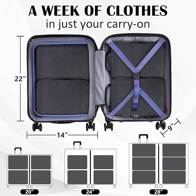 Compression Packing Cubes for Travel Accessories, 2 Set Compression Bags Travel Cubes for Packing Suitcase Luggage Organizer 