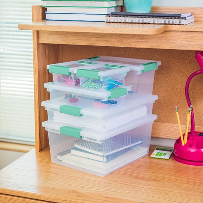 Sterilite 24-Pack Clip Box, Stackable Clear Plastic Bins with Latching Lids, Large - Writing, Arts or Crafts Supplies Storage