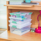 Sterilite 24-Pack Clip Box, Stackable Clear Plastic Bins with Latching Lids, Large - Writing, Arts or Crafts Supplies Storage