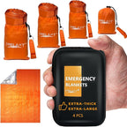 Frelaxy Emergency Blanket 2-Pack/4-Pack, Extra-Thick Extra-Large Space Blankets with Whistles, Storage Pouchs, and EVA case