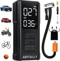 Tire Inflator Portable Air Compressor - 5200mAh 150PSI Quickly Inflate Portable Air Pump for Car Tires/Bike/Basketball with LED Large Dual Screen, Pressure Gauge & Auto Shut-Off