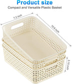 FUCDTEFC White Plastic Basket, 8 Pack Home Organization and Storage Baskets with Handles, Space Saving Woven Organizer Bins P