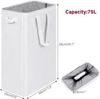 efluky Slim Laundry Basket, Narrow Laundry Hamper with Handles, Collapsible Dirty Clothes Hamper, Tall Laundry Bin for Laundr