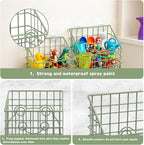 Greentainer 2 PackBath Toy Organizer, Wall Mounted Shower Storage Basket - Metal Bathtub Toy Holder with Hooks for Sorting Ki