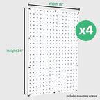 WallPeg Pegboard Kit - 4 Each 24"x16" White Pegbaord Panels - Made in The USA