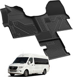 LASFIT Floor Mats for Mercedes Benz Sprinter 1500/2500/3500 2026 2025 2024 2019-2023 (Fit Cargo Van & Cab Chassis), All Weatehr TPE Floor Liners Custom Fit Sprinter 1st Row with Center Aisle Liner