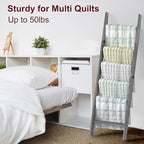 Honest Blanket Ladders for The Living Room, 6-Tier Blanket Holder, Wall-Leaning Blanket Rack, Ladder Shelves, Wooden Quilt La