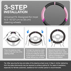 15'' Non-Slip Steering Wheel Cover for Women and Men– Made with Durable NAPA Leather for a Luxurious Feel, Breathable, Easy to Install, and Ideal for Everyday Use or Extended Road Trips (Pink B)