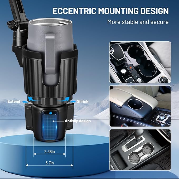 This Hill Magnetic Cup Holder Phone Mount, Compatible with MagSafe, 4.1" Base Adjustable Height Car Cup Holder Compatible wit