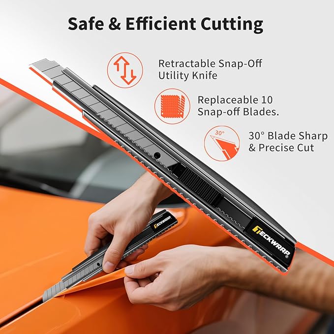 TECKWRAP Vinyl Wrap Tool Kit Window Tint Kit Tools Car Wrap Kit, Squeegee, Retractable Utility Knife, Safety Vinyl Cutter, Vinyl Wrap for Car, Window Tint Car Wrap Vinyl
