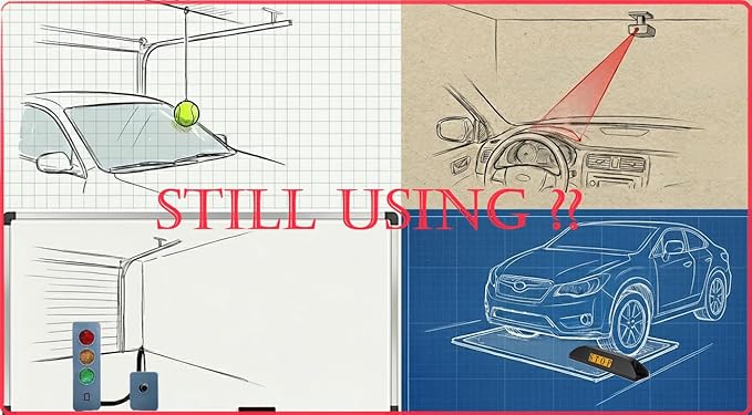 Garage Parking Assistant (Memory) with Parking Aid Sensor - New Model - Free 1 Year Replacement Warranty - Parking Stopper for Garage – No Laser Parking
