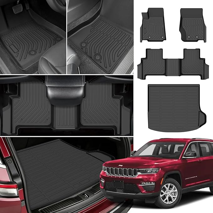 Floor Mats for Jeep Grand Cherokee WL74 2022 2023 2024 2025, 2025 Grand Cherokee Laredo/Overland/Limited/Trailhawk/Summit Reserve/Summit/Altitude Floor Mats, ONLY 5 Seat, NOT WK/L, TPE Non-Slip