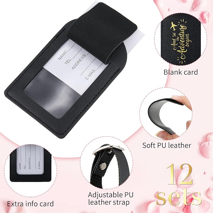 Amylove Bulk Luggage Tags Wedding Favors Adventure Begins Luggage Tags for Guests Travel Tag for Suitcase Bridal Gift 24 Pack