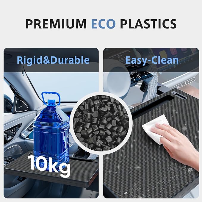 Steering Wheel Tray, Car Food Tray, Car Desk for Laptop, Carbon Fiber Look Multipurpose Car Table for Eating & Work, Adjustable Car Tray with Drawer and Anti-Slip Protective Adhesive