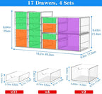 ARSTPEOE Makeup Acrylic Organizer with 17 Drawers(4 Sets), Desk Organizers and Accessories, Clear Makeup Organizer, Dustproof