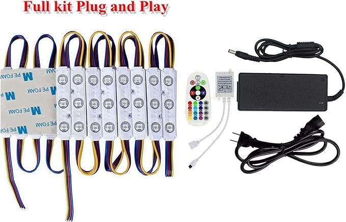 10FT Storefront Window LED Light Kit 5050 RGB Injection LED Module Light with Power Plug and 24 Key Remote Controller