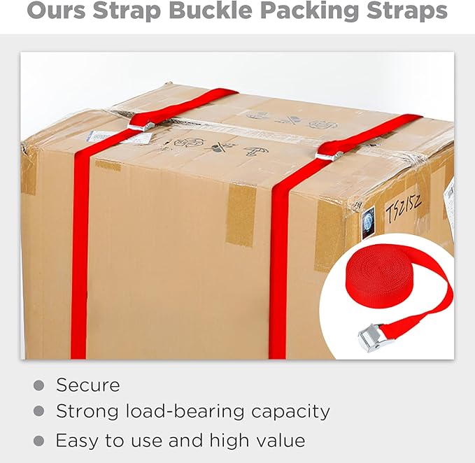 Riakrum 15 Pack 16 Feet Lashing Straps Adjustable Kayaks Tie Down Cam Buckle Straps with Buckles up to 250lbs for Cargo, Luggage, Motorcycles, Truck, Car Roof Rack, Sup Surfboard(Red)