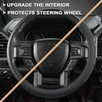 GIANT PANDA Car Steering Wheel Cover for Ford - F150 F250 F350 Expedition, (15.5-16 inches - Black)