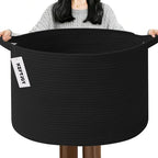 115L Large Blanket Basket,23.6" L x 23.6" W x 15.7" H Rope Woven Baskets with Handles, Toys Storage Bins,Laundry Basket Perfe