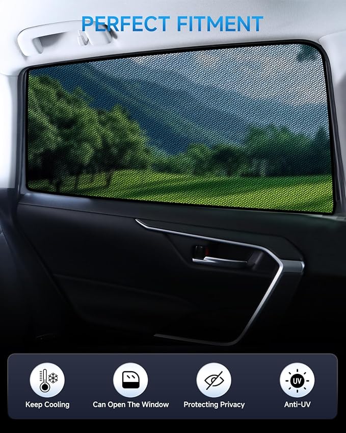 Car Window Shades for Toyota 4 Runner(2011-2023), 2-Pack Rear Window Sun Shades for Baby – Breathable Mesh, UV & Heat Blocker, Privacy Protection for Camping, Travel, Sleep & Nursing