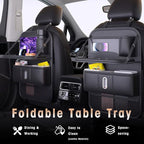 Leather Car Backseat Organizer with Tablet Holder, Kick Mats Back Seat Protector with Touch Screen Phone Holder, Car Seat Organizer Travel Accessories (1)