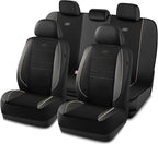 Skechers Air-Cooled Memory Foam Seat Cover, Mesh Thick Car Seat Covers,Piping Leather Car Seat Cover Full Sets,Airbag Compati