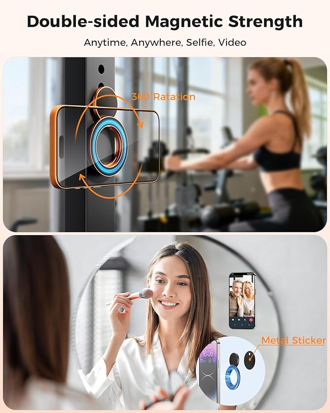 SUPERONE Magnetic Ring Holder for MagSafe Dual-Side Magnetics, Removable Gym Phone Grip with Kickstand for iPhone 17/16/15/14/13/12/ Series MagSafe Case All Phones Compatible with Magnetic Car Mount