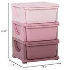 Qaba 3 Tier Kids Storage Unit, 3 Drawer Chest Toy Organizer Plastic Bins for Kids Bedroom Nursery Kindergarten Living Room fo