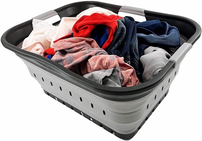 SAMMART 42L (11 gallon) Collapsible Plastic Laundry Basket - Foldable Pop Up Storage Container/Organizer - Portable Basket - 