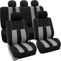 FH Group Car Seat Cover Full Set Striking Striped Gray Car Seat Covers with Front Seat Covers and Rear Split Bench Car Seat C