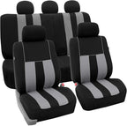 FH Group Car Seat Cover Full Set Striking Striped Gray Car Seat Covers with Front Seat Covers and Rear Split Bench Car Seat C