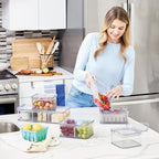 iDesign Crisp 5-Piece Recycled Plastic Refrigerator Organizer Bin Set with Lids, Clear/Gray
