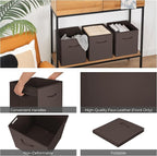 StorageWorks Brown Storage Cubes, 11 Inch Cube Storage Bins with Handle, Cube Storage Organizer Bins for Shelves and Closet, 