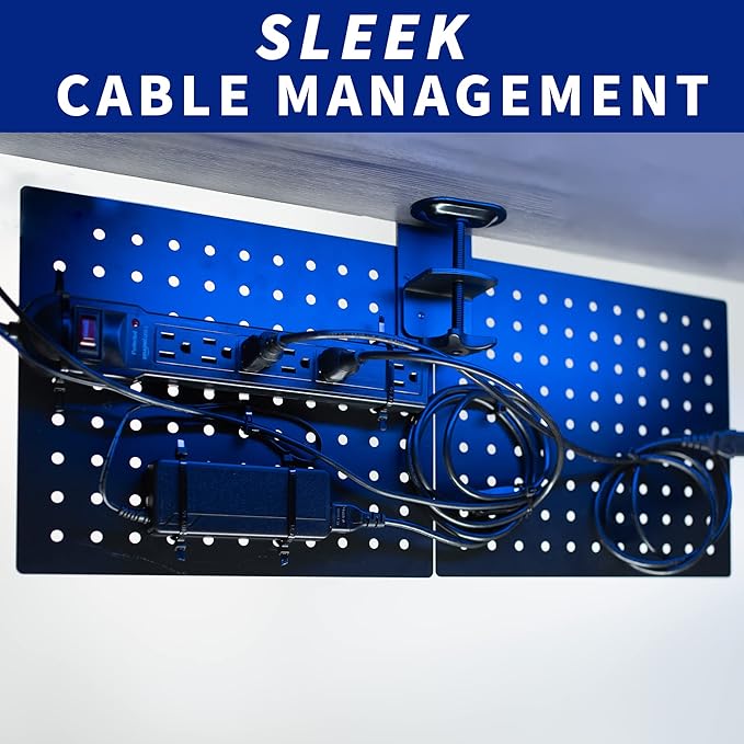 VIVO Steel Clamp-on Pegboard, 24 x 20 inch Magnetic Peg Board, Office Accessory Organizer, above or below Desk Placement, Bla