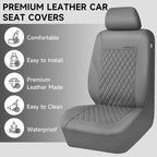 CAR PASS Quilting Faux Leather Seat Covers Full Set, Waterproof Deluxe PU Premium Auto Seat Cover, Breathable Seat Covers Uni
