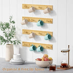 Forbena Natural Wood Coat Rack Wall Mount Set of 4, Wooden Wall Hooks for Bathroom Towels, Vertical Coat Hanger for Kids Room