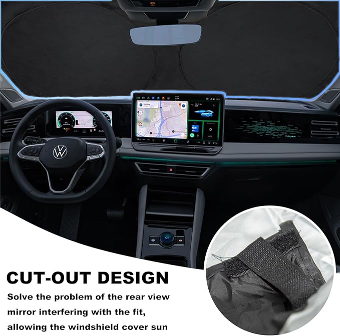 INSAUTO Sunshade for Volkswagen VW Tiguan 2018-2023 2024 2025 Sun Shade Windshield Cover, Foldable Front Window Shield Fit Tiguan SUV Sun Visor Blocks UV Rays Car Accessories