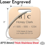 Stainless Luggage Tags for Suitcases 4 Pack: Metal Personalized Luggage Tags for Backpacks & Bags with Customizable Texts (Ro