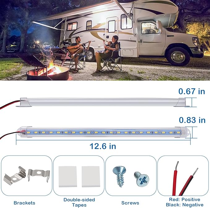 10 Pack DC12V LED Lights Strip Bar Interior Lighting for Enclosed Cargo Trailer, Car, RV, Truck, Camper, Van, Boat, Cabinet - White