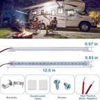 10 Pack DC12V LED Lights Strip Bar Interior Lighting for Enclosed Cargo Trailer, Car, RV, Truck, Camper, Van, Boat, Cabinet - White