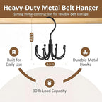 ZEDODIER 4 Pack Belt Organizer for Closet, Heavy-Duty Rotating Belt Hanger Rack Holds Multiple Belts, Hanging Space Saving Me