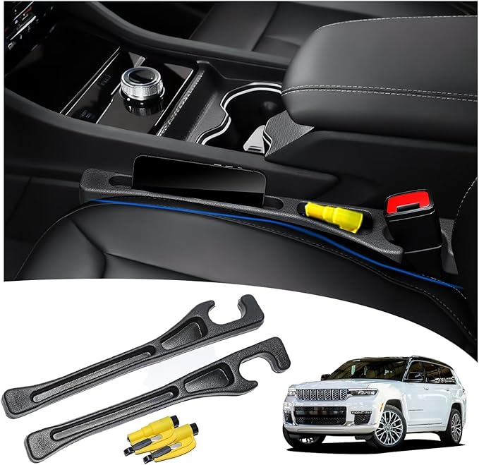 【Compatible with Jeep Grand Cherokee】 Seat Gap Filler,No Drop Seat Guard Compatible with Jeep Grand Cherokee L 4xe,Drop Seat Guards for Cars(2Pcs),Emergency Keychain Car Escape Tool(2Pcs)